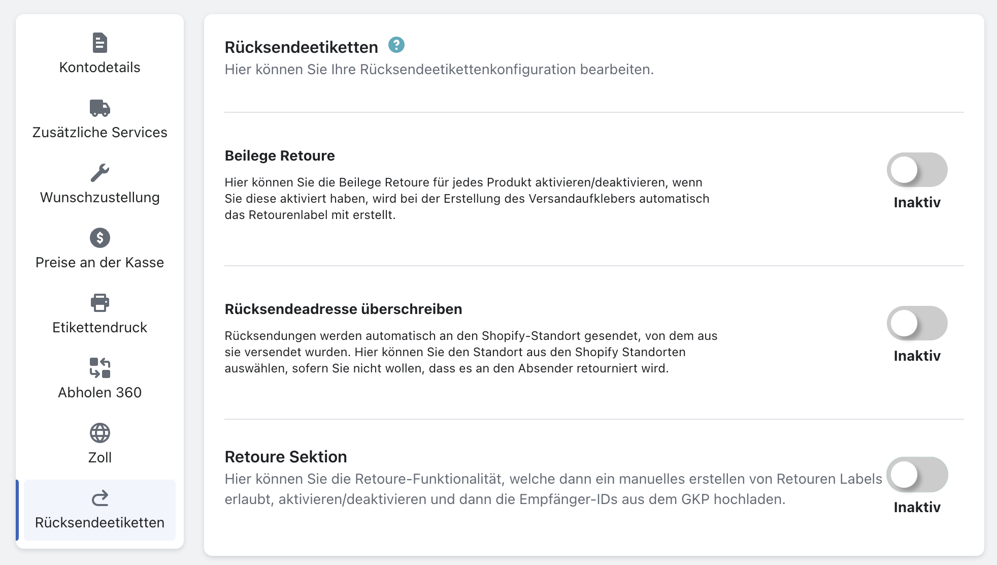 Rücksendeadresse 1