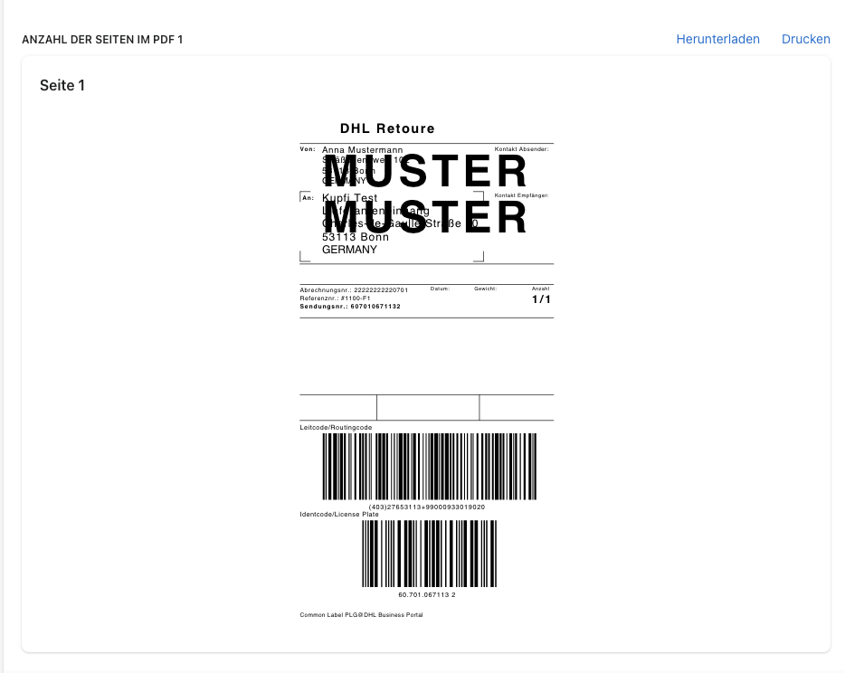 Enclosed return label 5